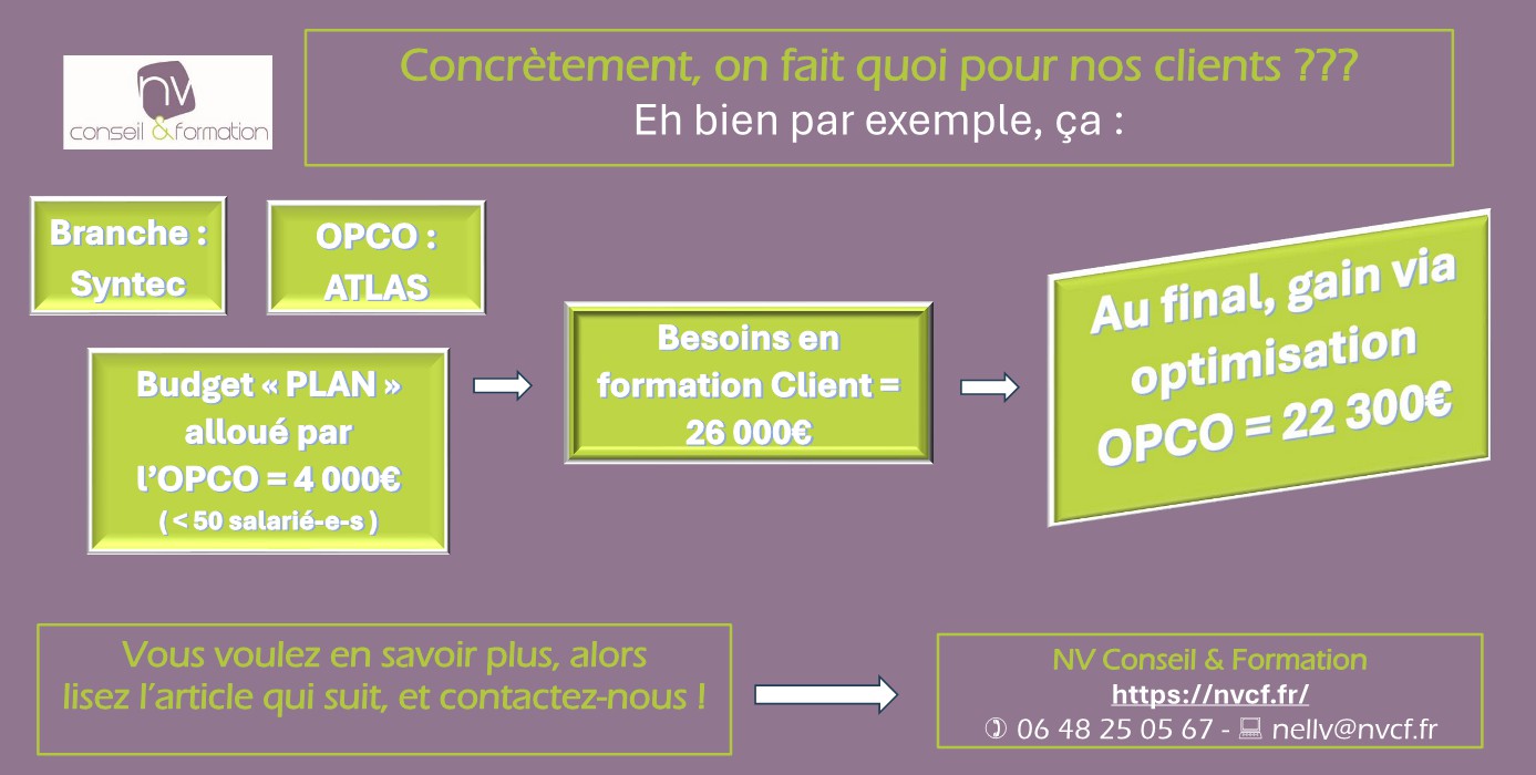 mettre en valeur l'optimisation financière de l'OPCO Atals, passant d'un budget de 4 000€ à un financement de 22 300€